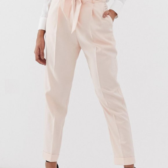 ASOS DESIGN woven peg trousers with obi tie - Picture 3 of 5